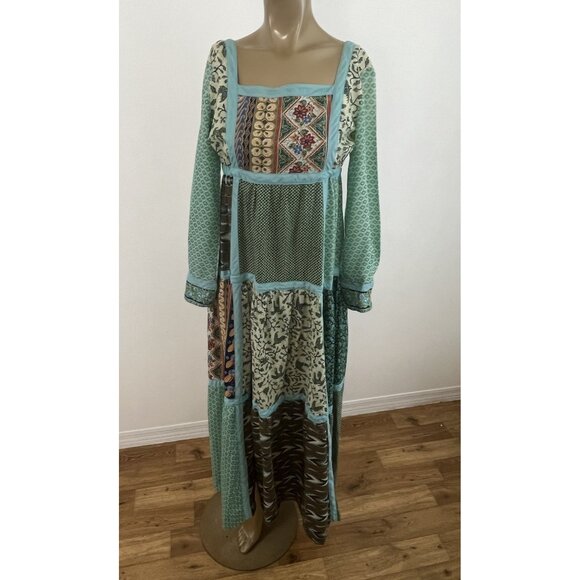 Glen of Michigan Polished Cotton Patchwork Print Dress Boho Hippie - Picture 1 of 14